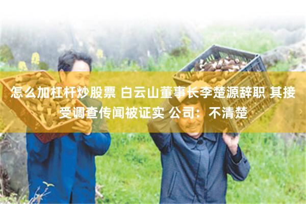 怎么加杠杆炒股票 白云山董事长李楚源辞职 其接受调查传闻被证实 公司:不清楚