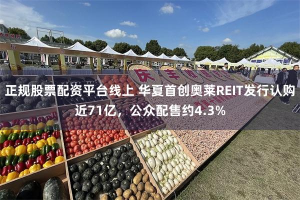 正规股票配资平台线上 华夏首创奥莱REIT发行认购近71亿,公众配售约4.3%