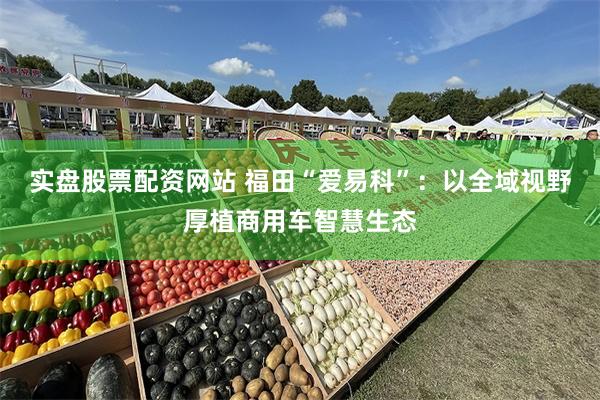 实盘股票配资网站 福田“爱易科”:以全域视野厚植商用车智慧生态